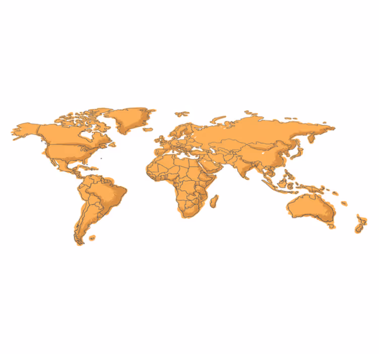 World map vinyl carpet with simple political borders - TenStickers