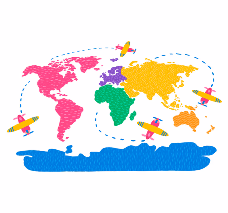World map vinyl carpet travel map design - TenStickers