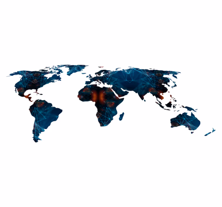 World map vinyl carpet geometric world map design - TenStickers