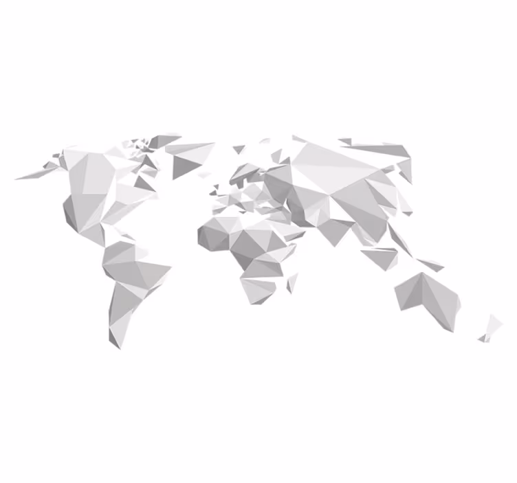 Grey origami design world map vinyl carpet - TenStickers