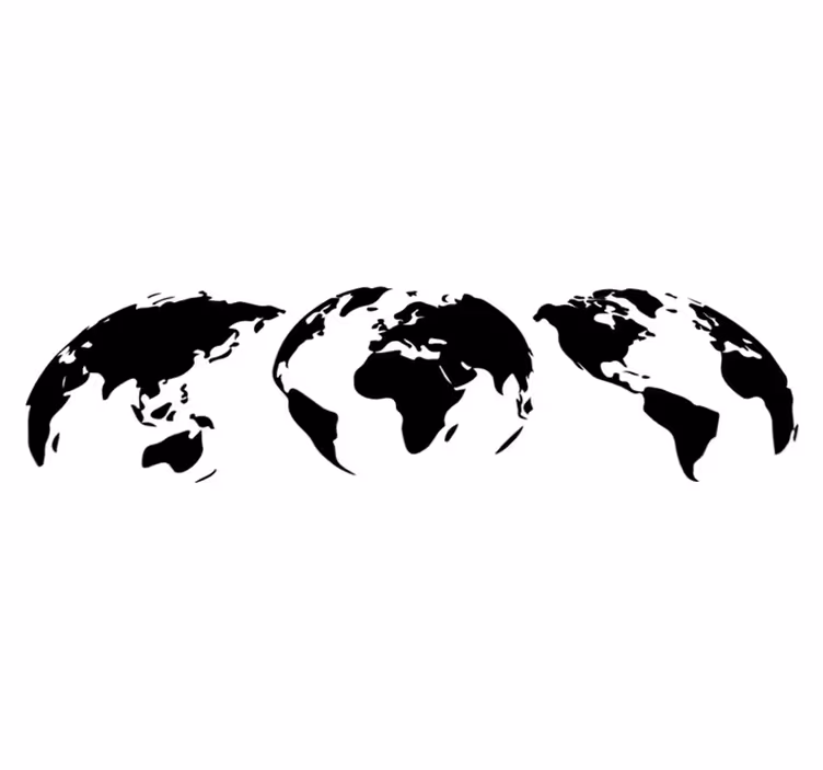 World map vinyl carpet with 3 earth maps of continents - TenStickers