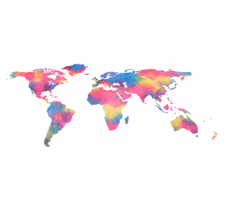 World map vinyl carpet in tie dye style - TenStickers