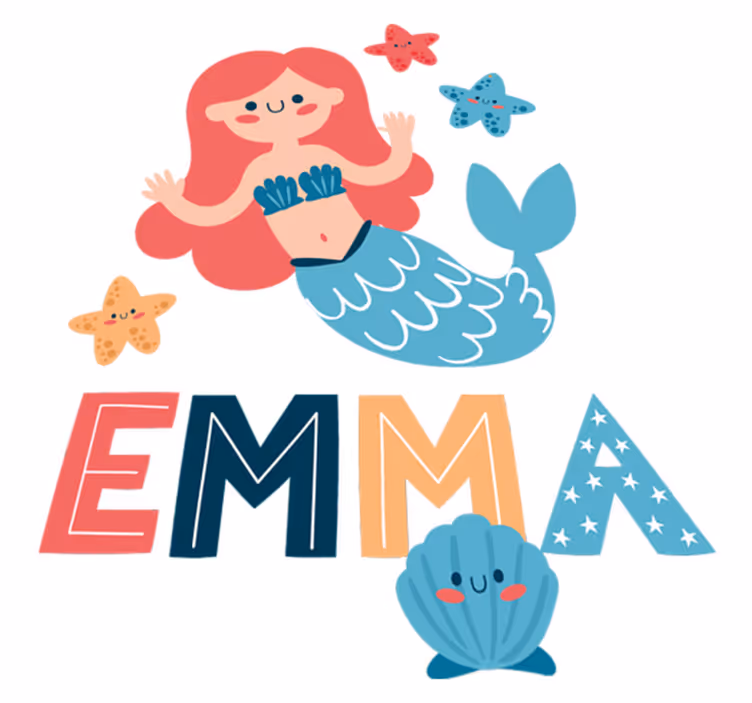 Kids vinyl carpet colorful mermaid personalized - TenStickers
