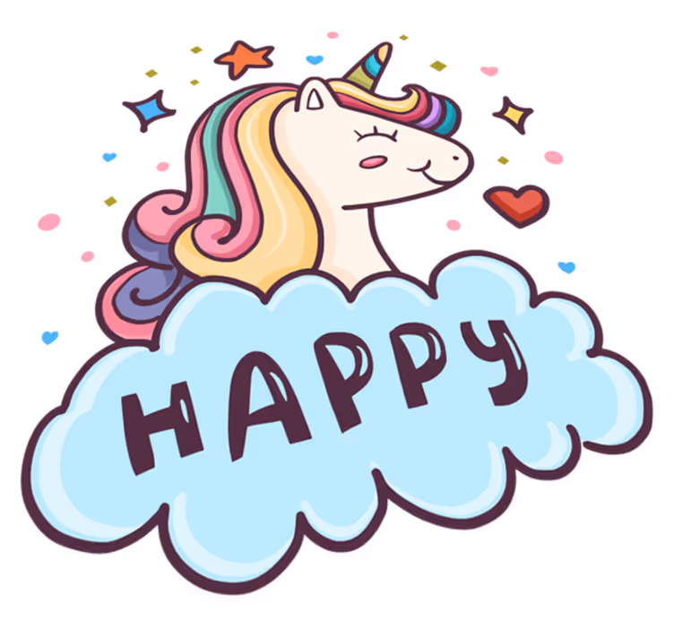 Kids vinyl carpet unicorn head in the cloud - TenStickers