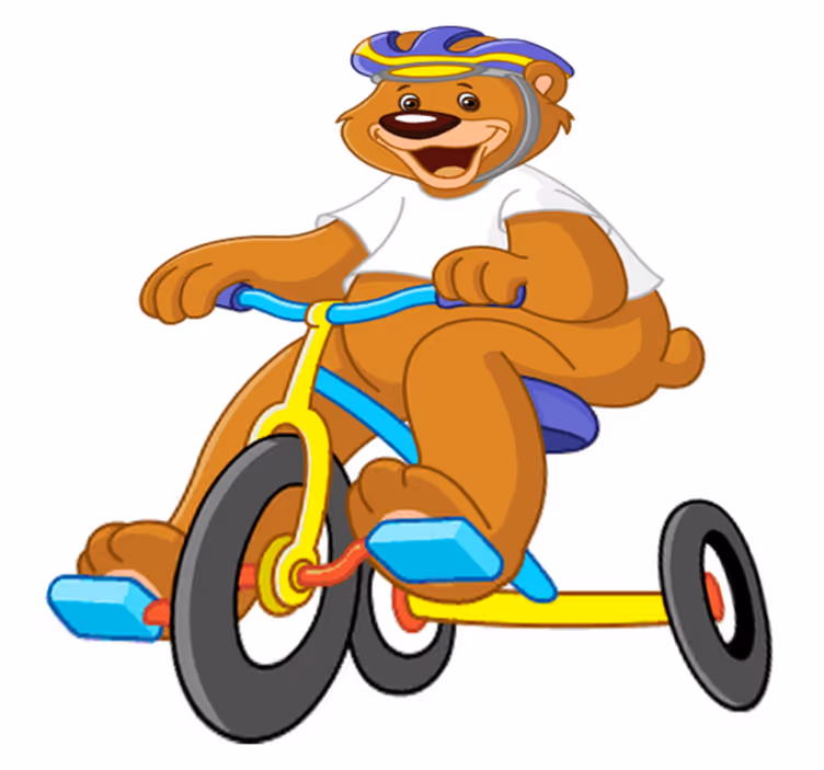 Kids vinyl carpet bear on a bicycle - TenStickers