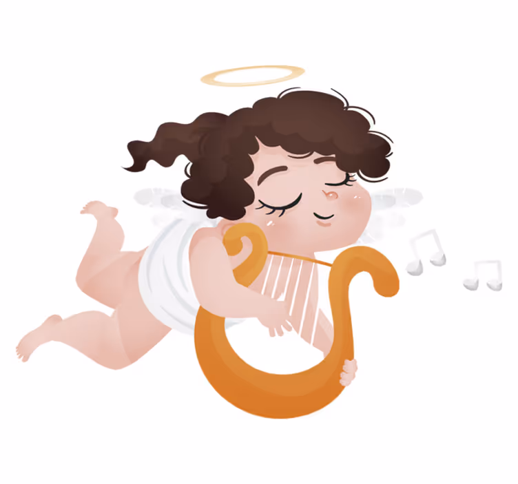 Kids vinyl carpet playing the harp - TenStickers