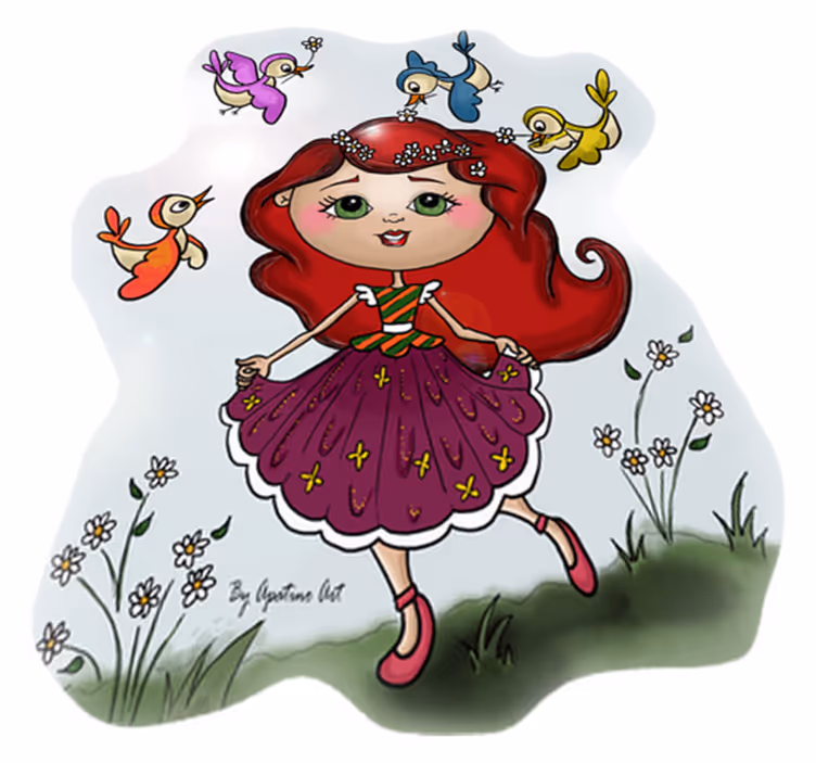Kids vinyl carpet girl in the countryside - TenStickers