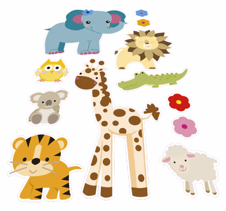 Kids vinyl carpet jungle animal stickers - TenStickers
