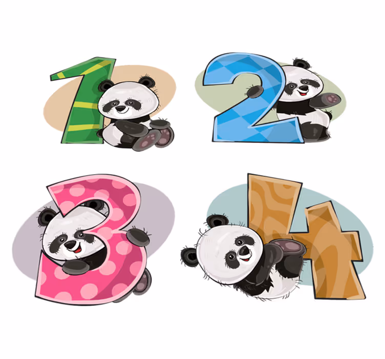 Kids vinyl carpet with 4 pandas design - TenStickers