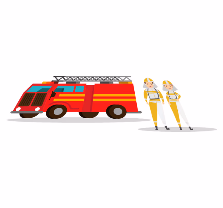 Kids vinyl carpet firefighter car set - TenStickers