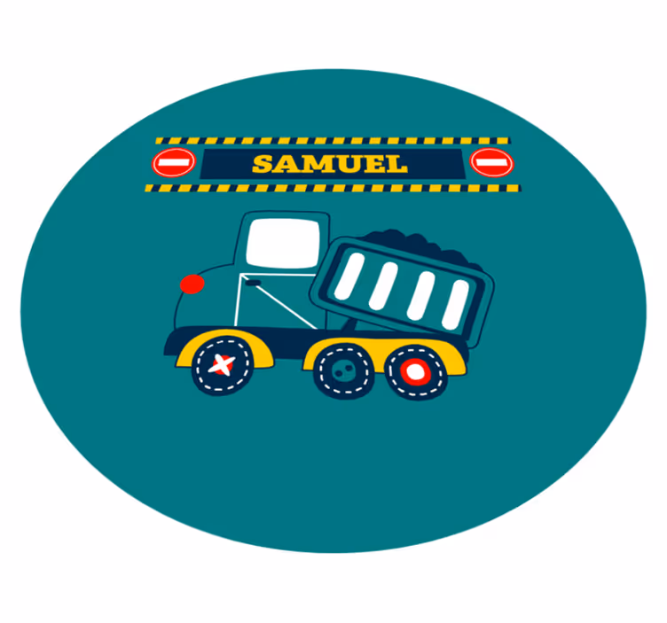 Kids vinyl carpet personalised construction truck - TenStickers