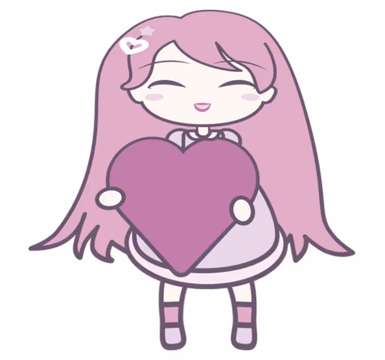 Kids vinyl carpet anime girl spreading love - TenStickers