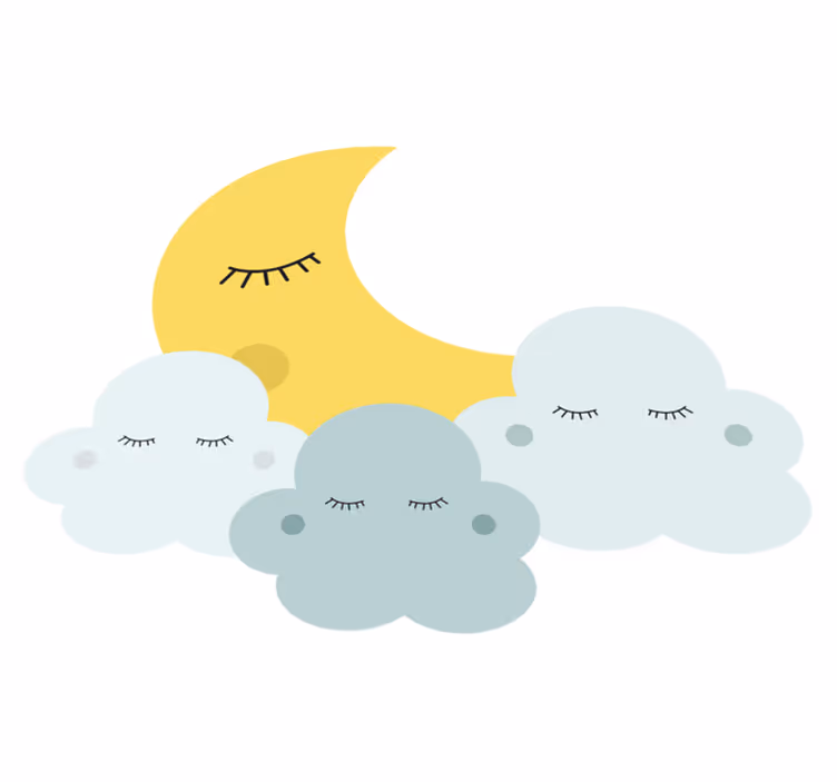 Kids vinyl carpet happy moon and cloud sleeping - TenStickers
