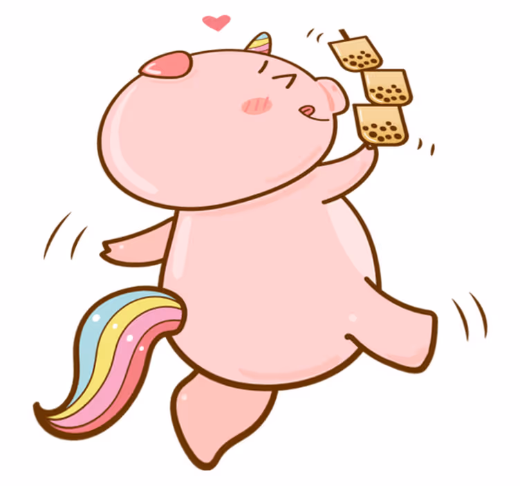Kids vinyl carpet cartoon pig unicorn - TenStickers