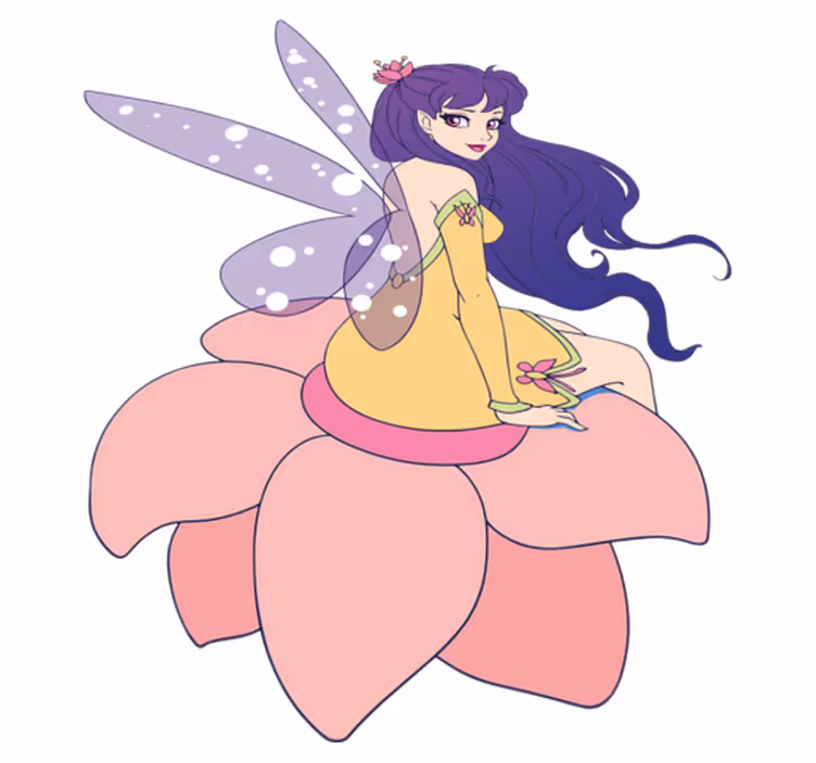 Kids vinyl carpet cute fairy sitting on a flower - TenStickers