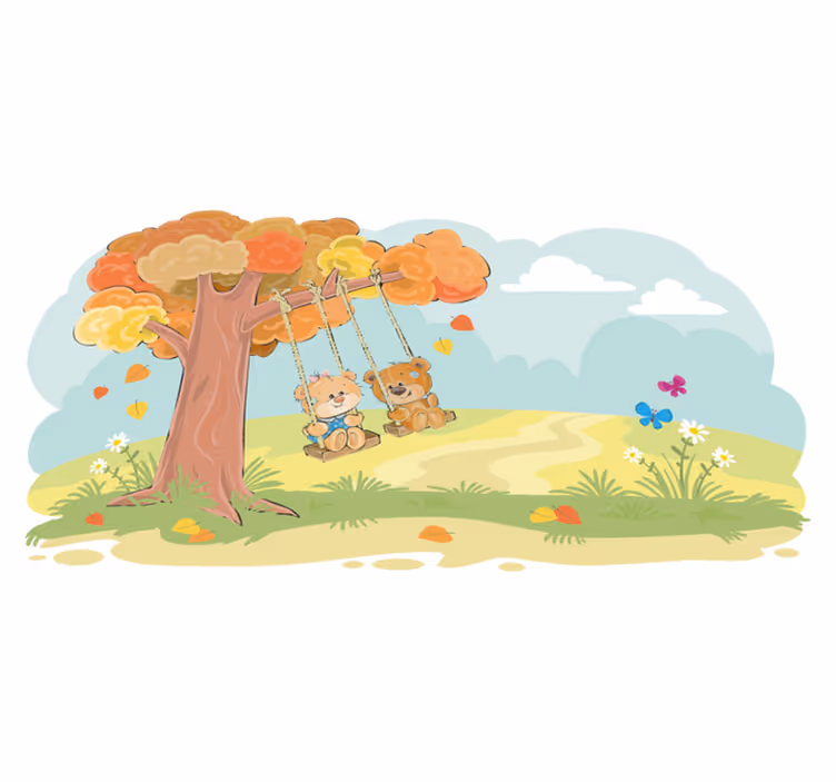 Kids vinyl carpet teddy bears in the woods - TenStickers