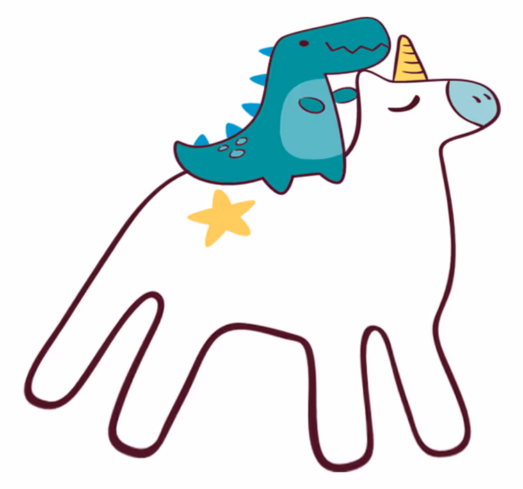 Kids vinyl carpet with unicorn and dinosaur design - TenStickers