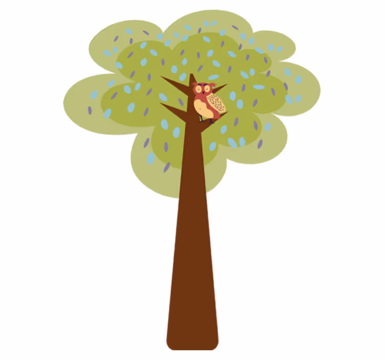 Kids vinyl carpet colorful tree with owl design - TenStickers
