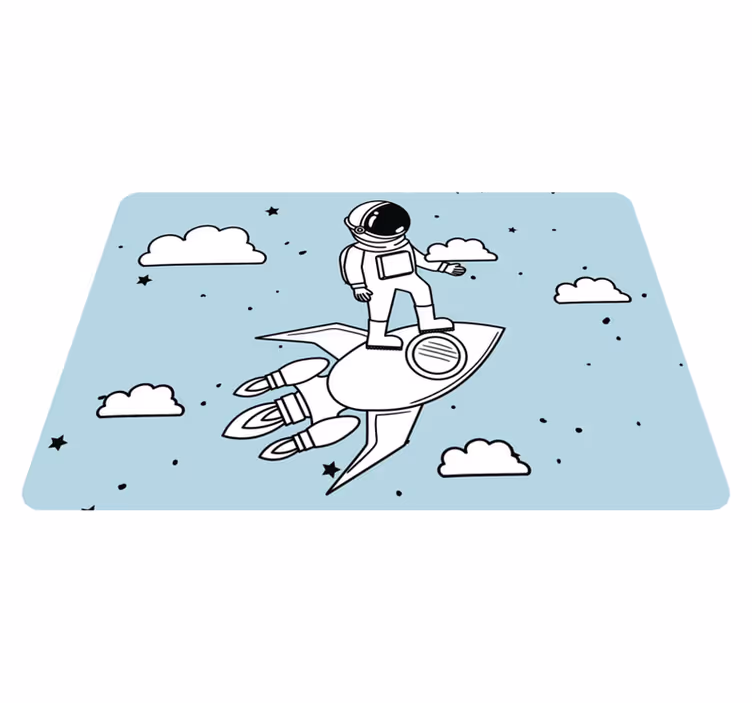 Kids vinyl carpet rocket astronaut and stars - TenStickers