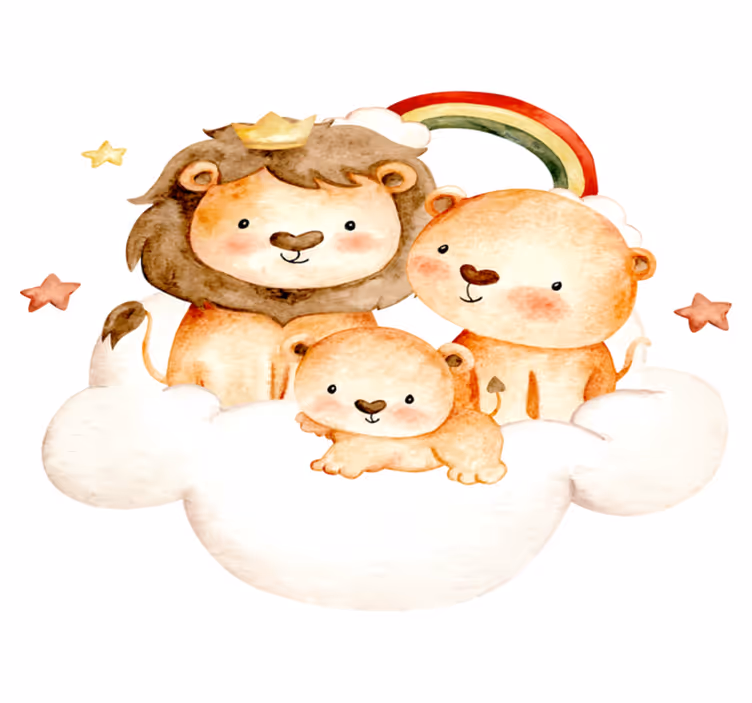 Kids vinyl carpet baby animals stars and clouds - TenStickers
