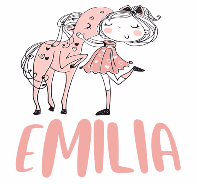 Kids vinyl carpet princess in a pink dress with a horse - TenStickers
