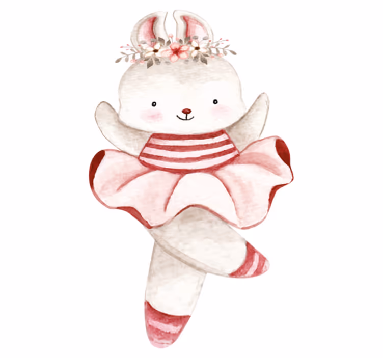 Kids vinyl carpet rabbit ballerina in roses - TenStickers