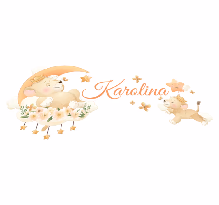 Kids vinyl carpet cute animal lion personalized - TenStickers