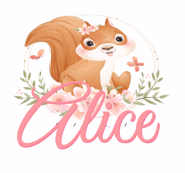Kids vinyl carpet cute squirrel for girl with name - TenStickers