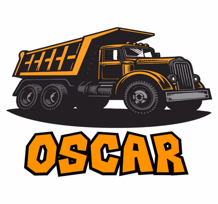 Kids vinyl carpet personalized orange truck - TenStickers