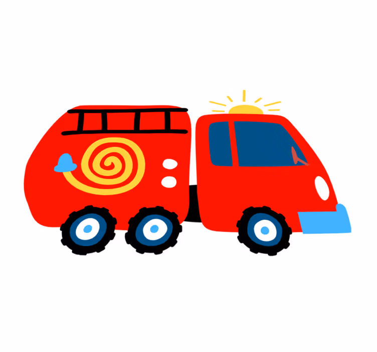 Kids vinyl carpet playful red vehicle - TenStickers