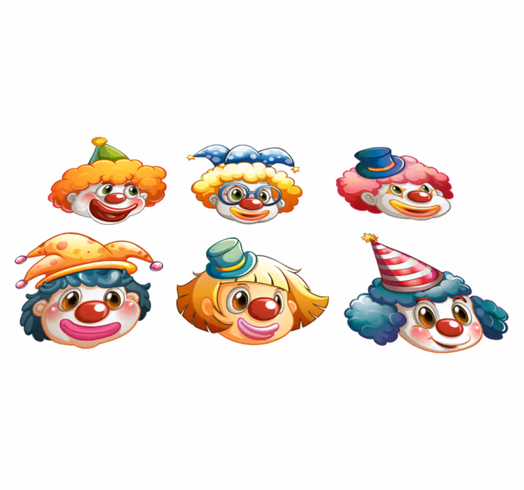 Kids vinyl carpet colorful clown faces design - TenStickers