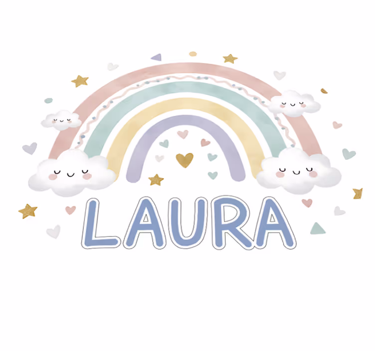 Kids vinyl carpet personalized with rainbow design - TenStickers