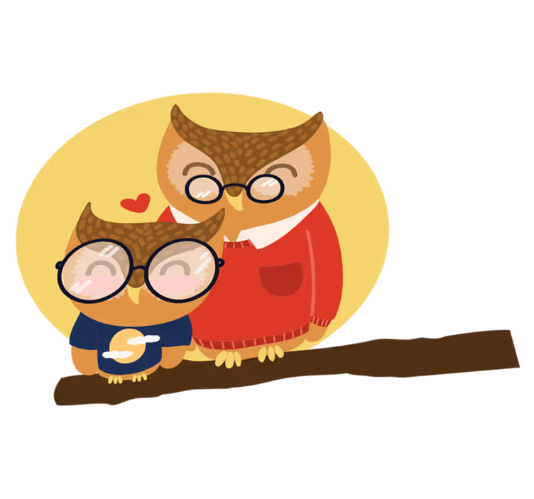 Kids vinyl carpet owl father and son design - TenStickers