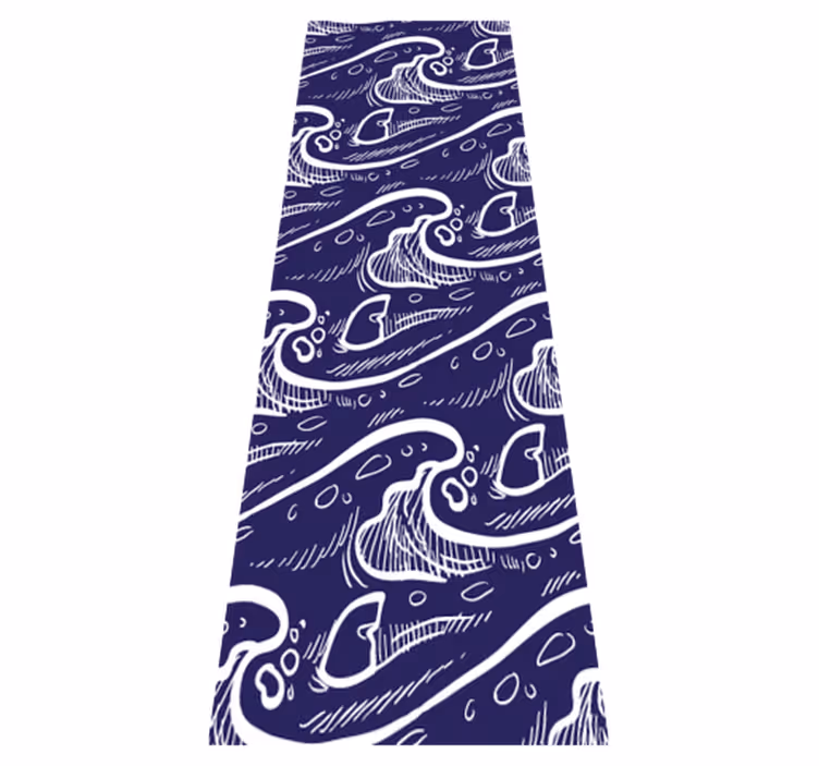 Bathroom vinyl carpet with blue wave pattern - TenStickers