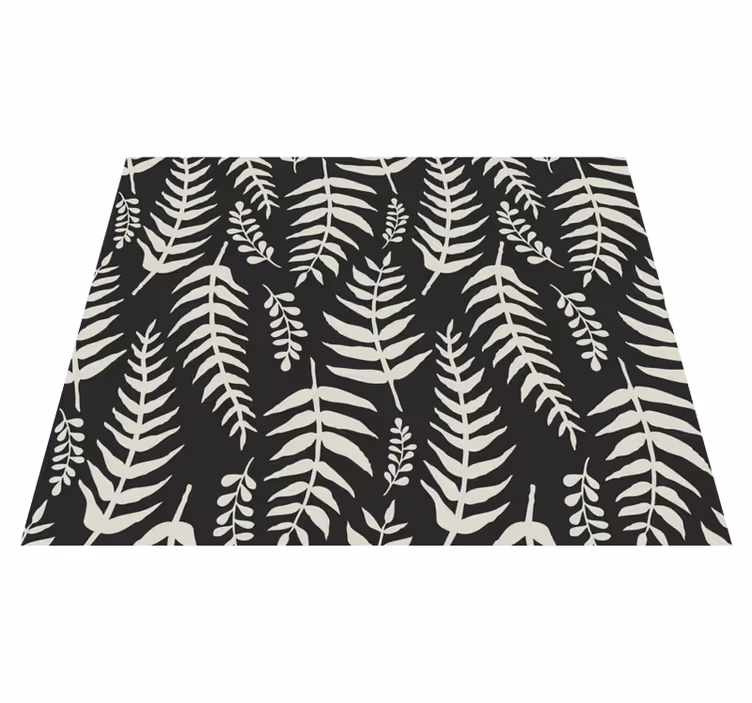 Bathroom vinyl carpet with black ferns design - TenStickers