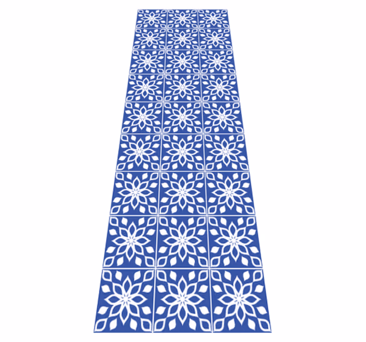 Bathroom vinyl carpet in blue southern tile design - TenStickers