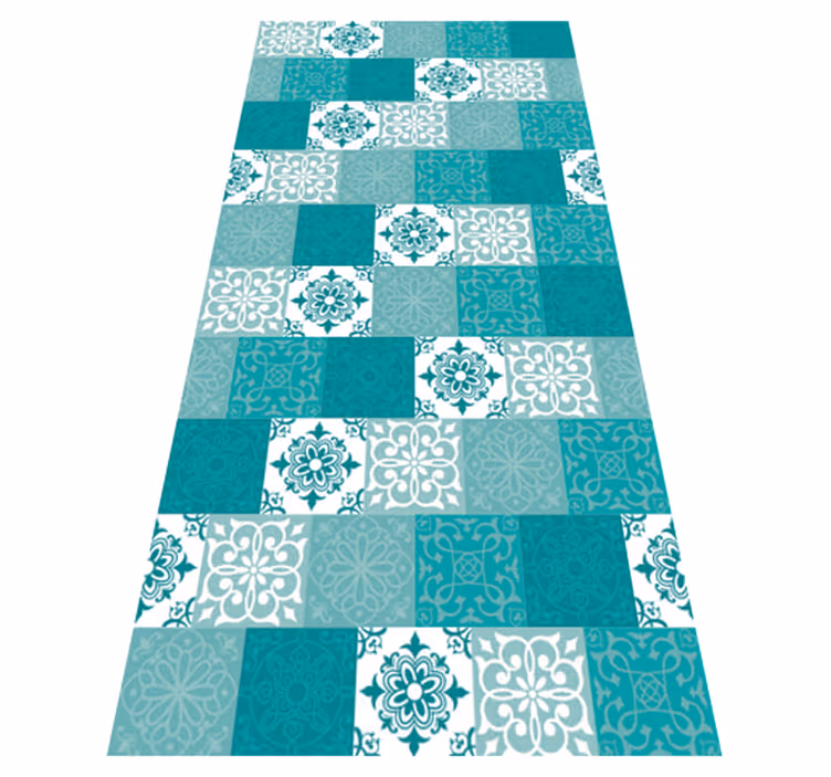 Bathroom vinyl carpet in turquoise tile design - TenStickers