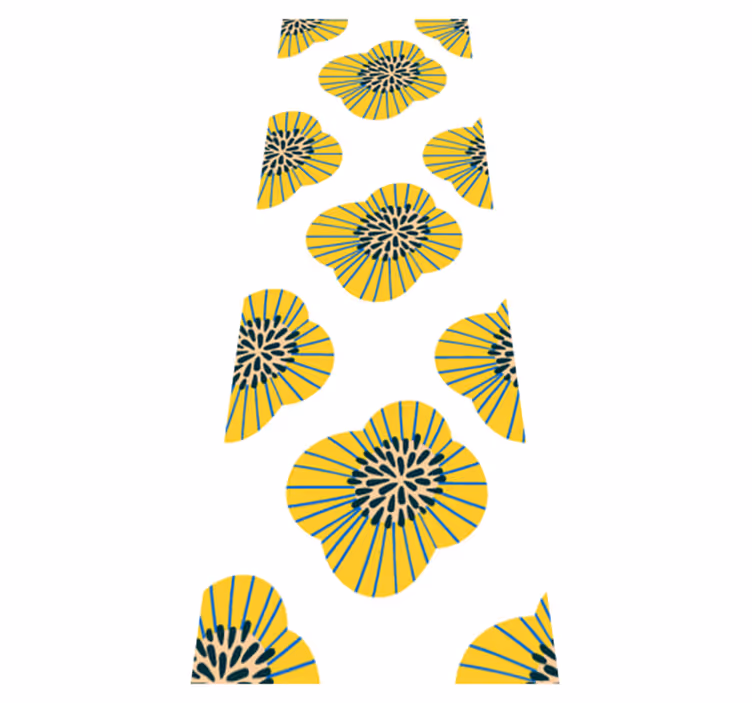 Bathroom vinyl carpet with large blue and yellow flowers - TenStickers