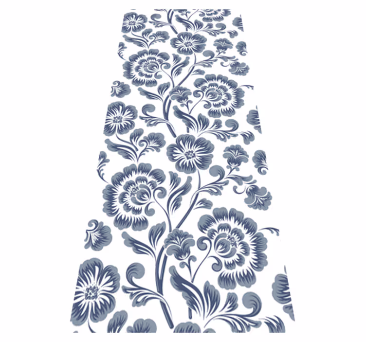 Bathroom vinyl carpet with blue floral victorian design - TenStickers