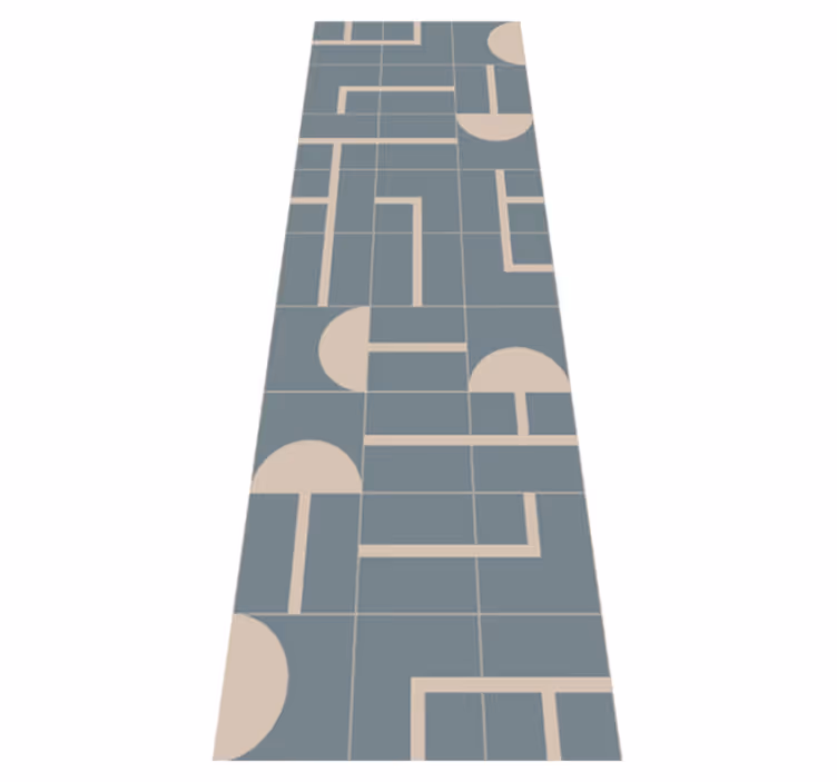 Bathroom vinyl carpet in greyish blue geometric design - TenStickers