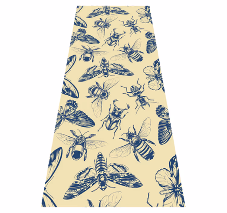 Bathroom vinyl carpet in blue and yellow bee pattern - TenStickers