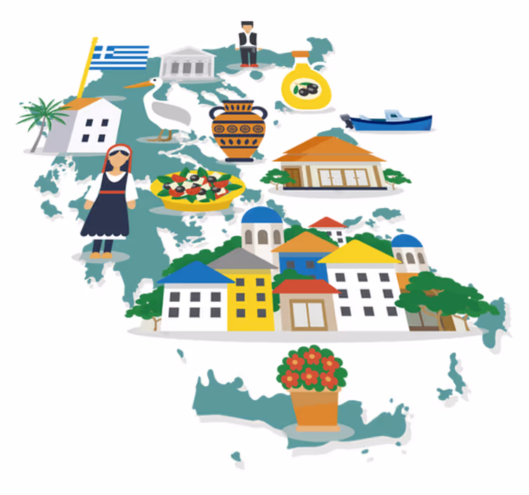 World map vinyl carpet greece and islands map - TenStickers