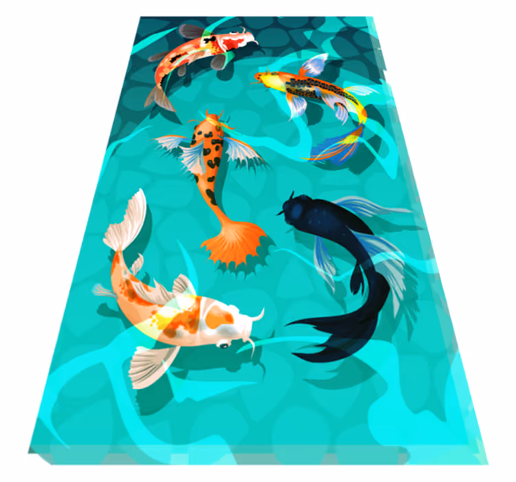 Bathroom vinyl carpet koi shower - TenStickers