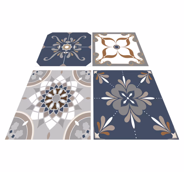 Bathroom vinyl carpet classic flowers design - TenStickers