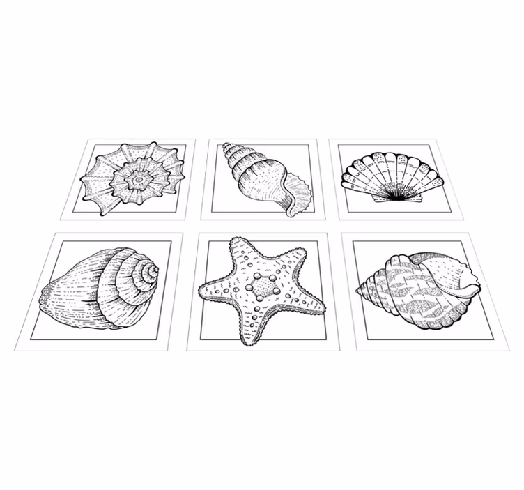 Bathroom vinyl carpet marine life and seashells design - TenStickers