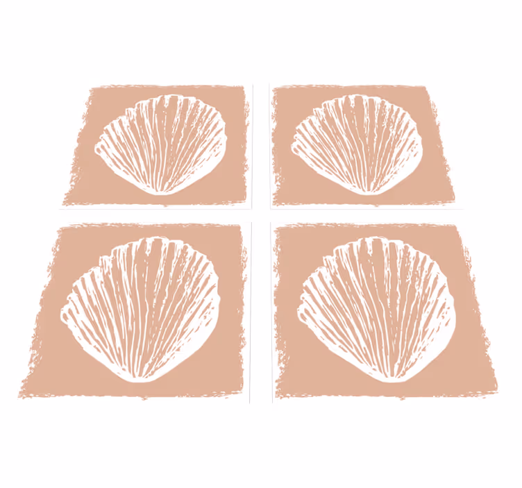 Bathroom vinyl carpet retro seashell pattern beige - TenStickers