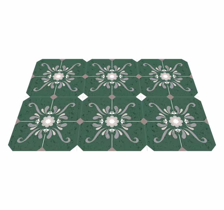 Bathroom vinyl carpet in vintage tile design - TenStickers