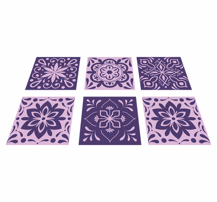 Bathroom vinyl carpet with purple floral design - TenStickers
