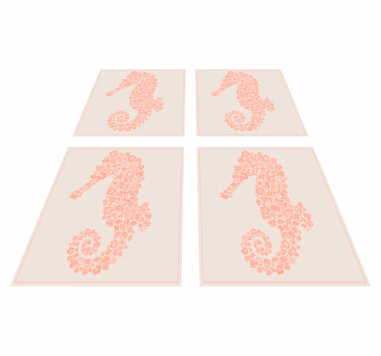 Floral sea horse bathroom vinyl carpet - TenStickers