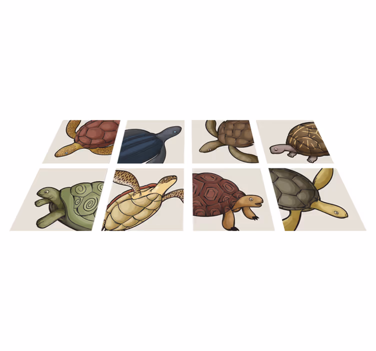 Bathroom vinyl carpet turtle design tiles - TenStickers
